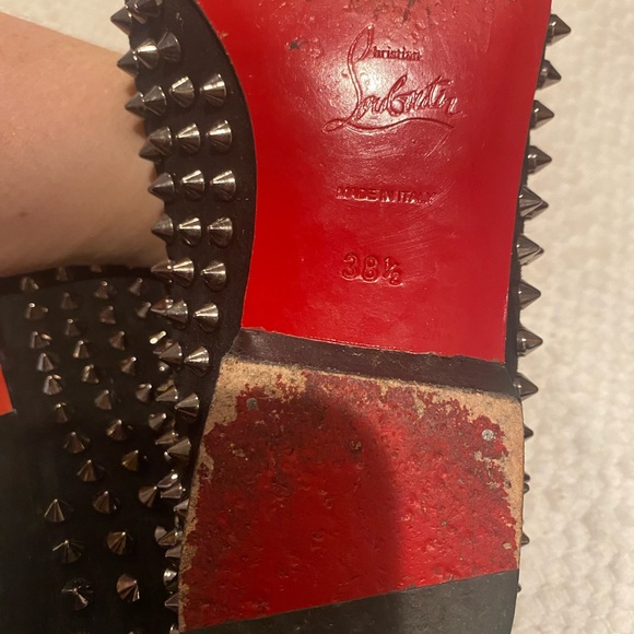 Christian Louboutin Black Spiked Loafers in well loved condition 38.5 - Picture 15 of 16